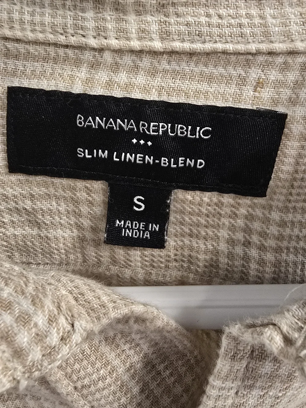 Banana Republic Beige Plaid Long-Sleeve Button-Down Shirt